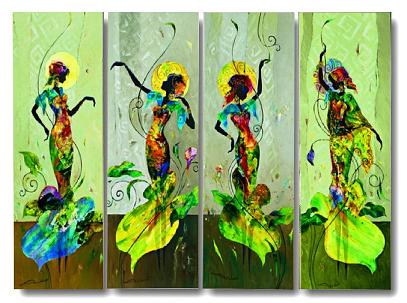 Dafen Oil Painting on canvas happy girls -set341